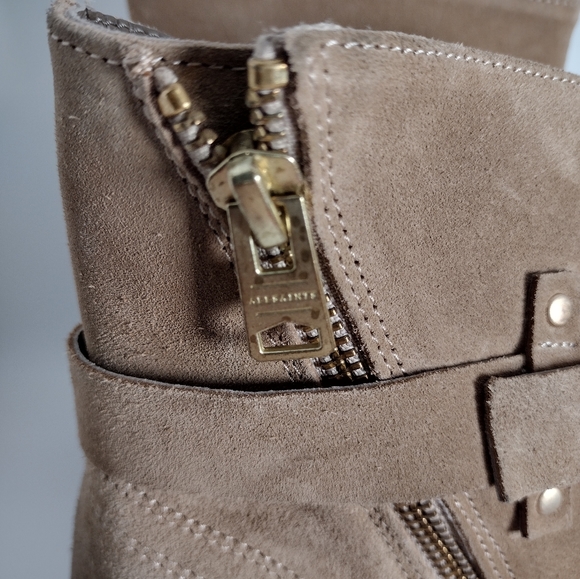 AllSaints Lior Suede Zip Bootie Desert Sand EU size 39 US Size 9 NWOB - Picture 7 of 15